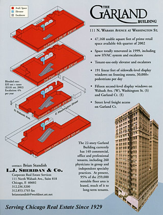 Brochure for The Garland building, an office building in downtown Chicago