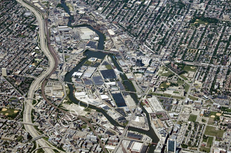 aerial photo of Goose Island