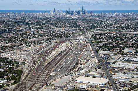 aerial photograph of railyards in Cicero