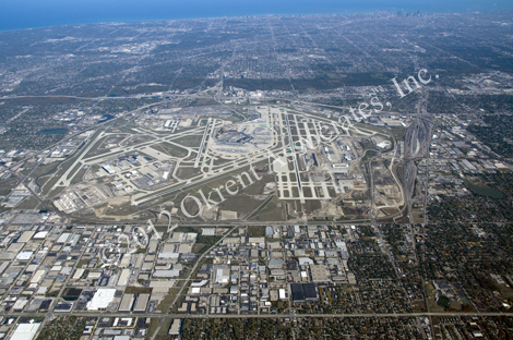 aerial photograph of O'Hare Airport from 10,500 feet